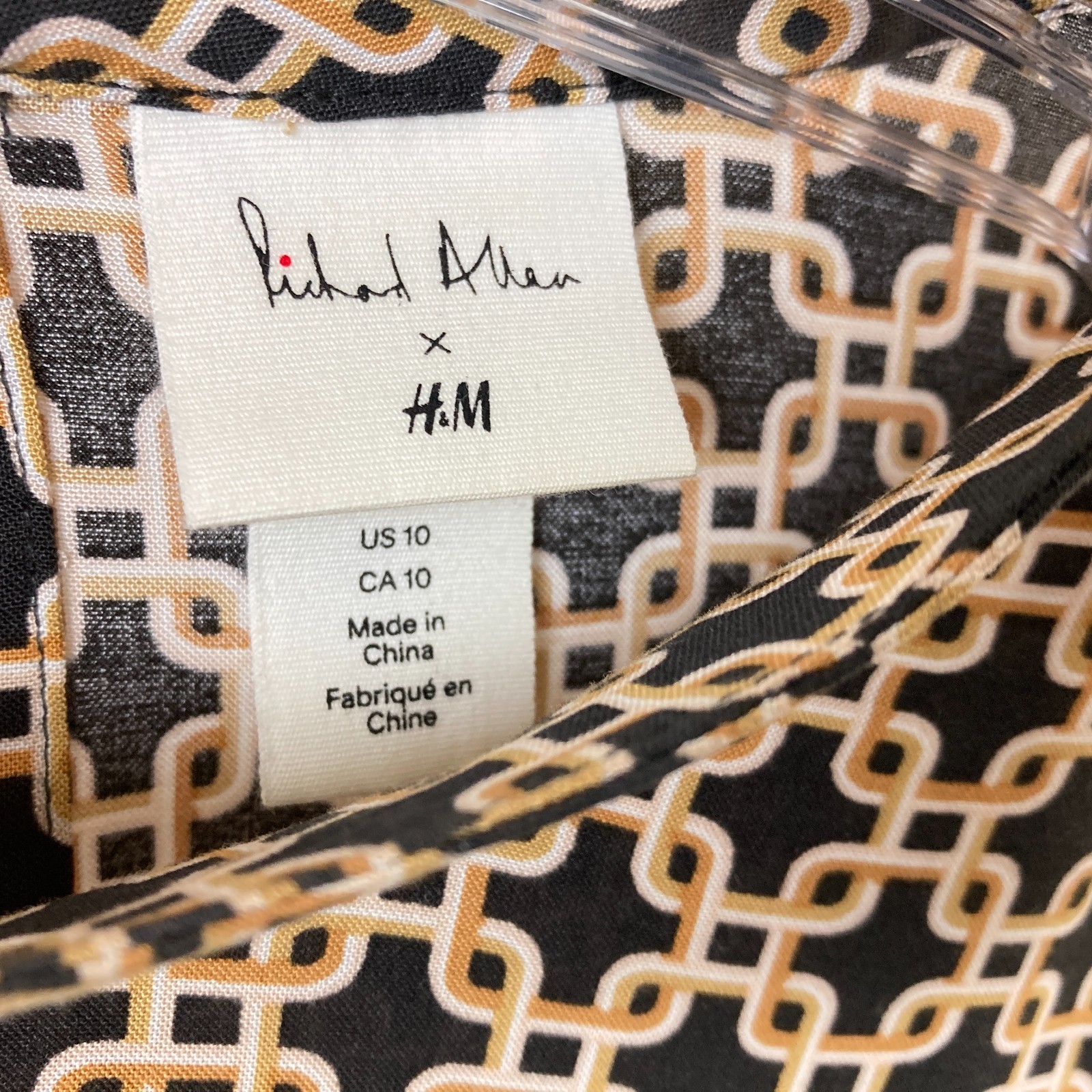 Richard Allen x H&M A-Line Mini Shift Dress Size 10 Mod Geometric Mad Men Retro
