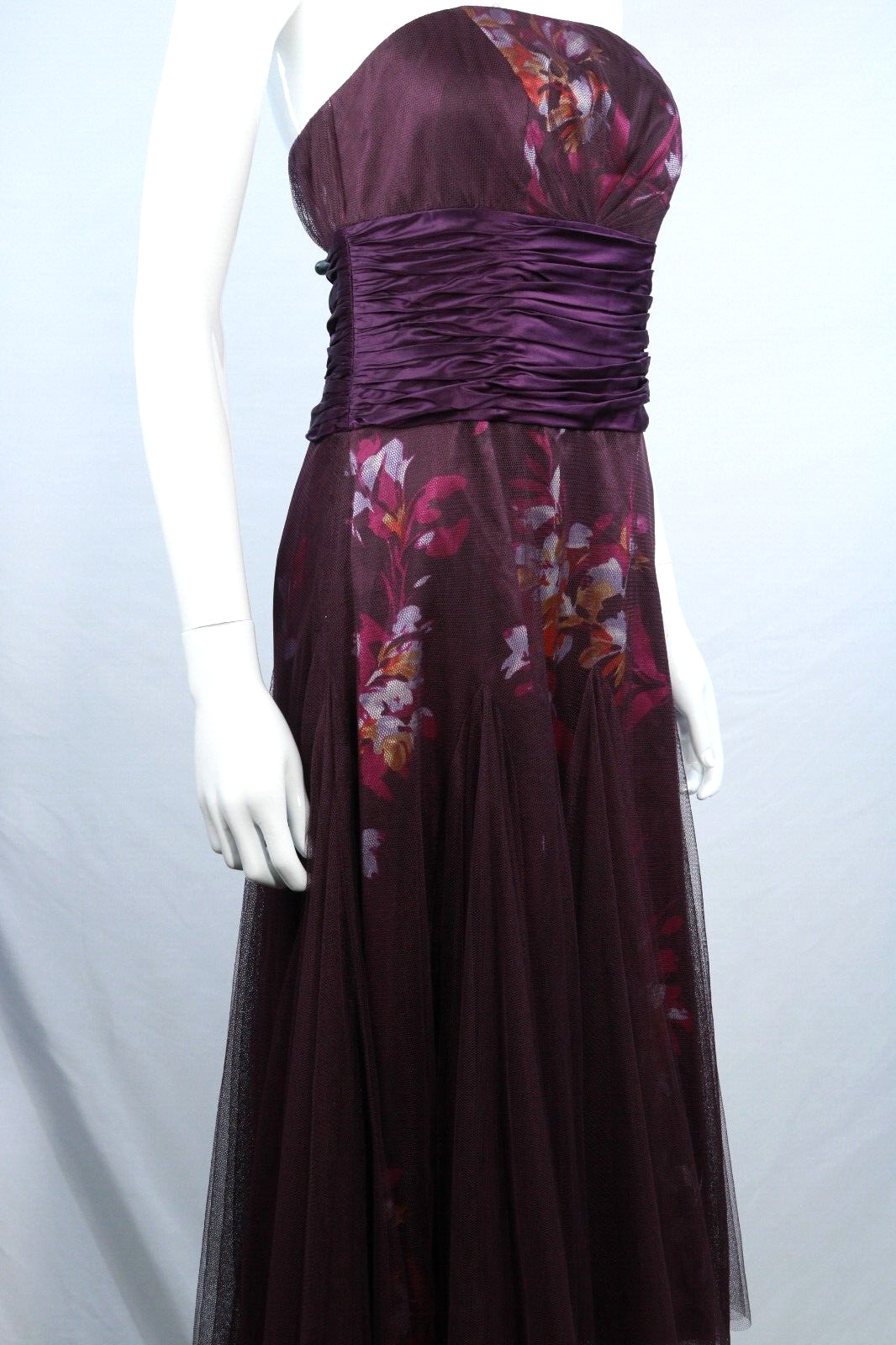 MONSOON Purple Flowers Double Layer Dress Party Evening Size EU 40 UK 12 Poly