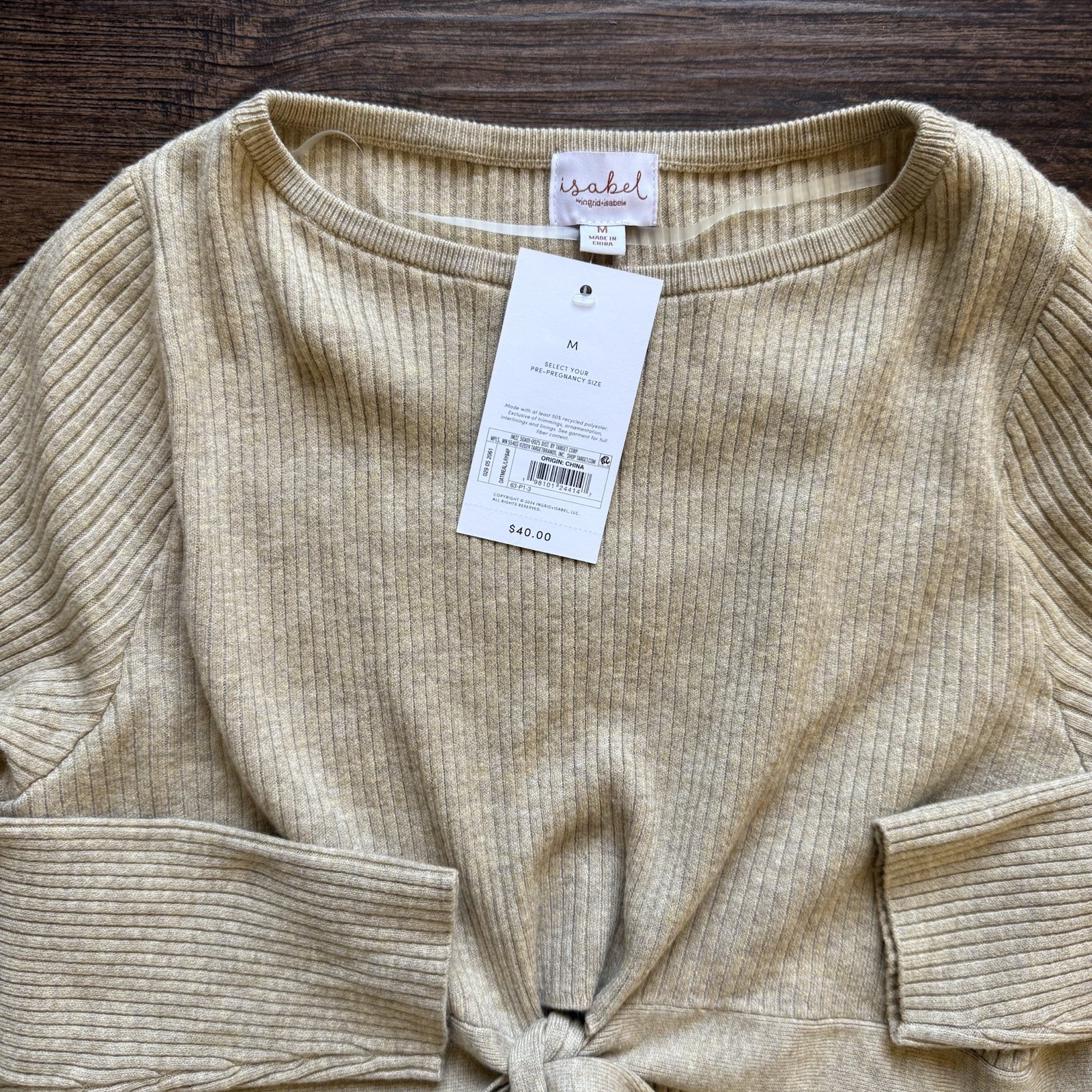 Isabel Maternity by Ingrid & Isabel Ribbed Knit Midi Dress Tie Waist Size Medium