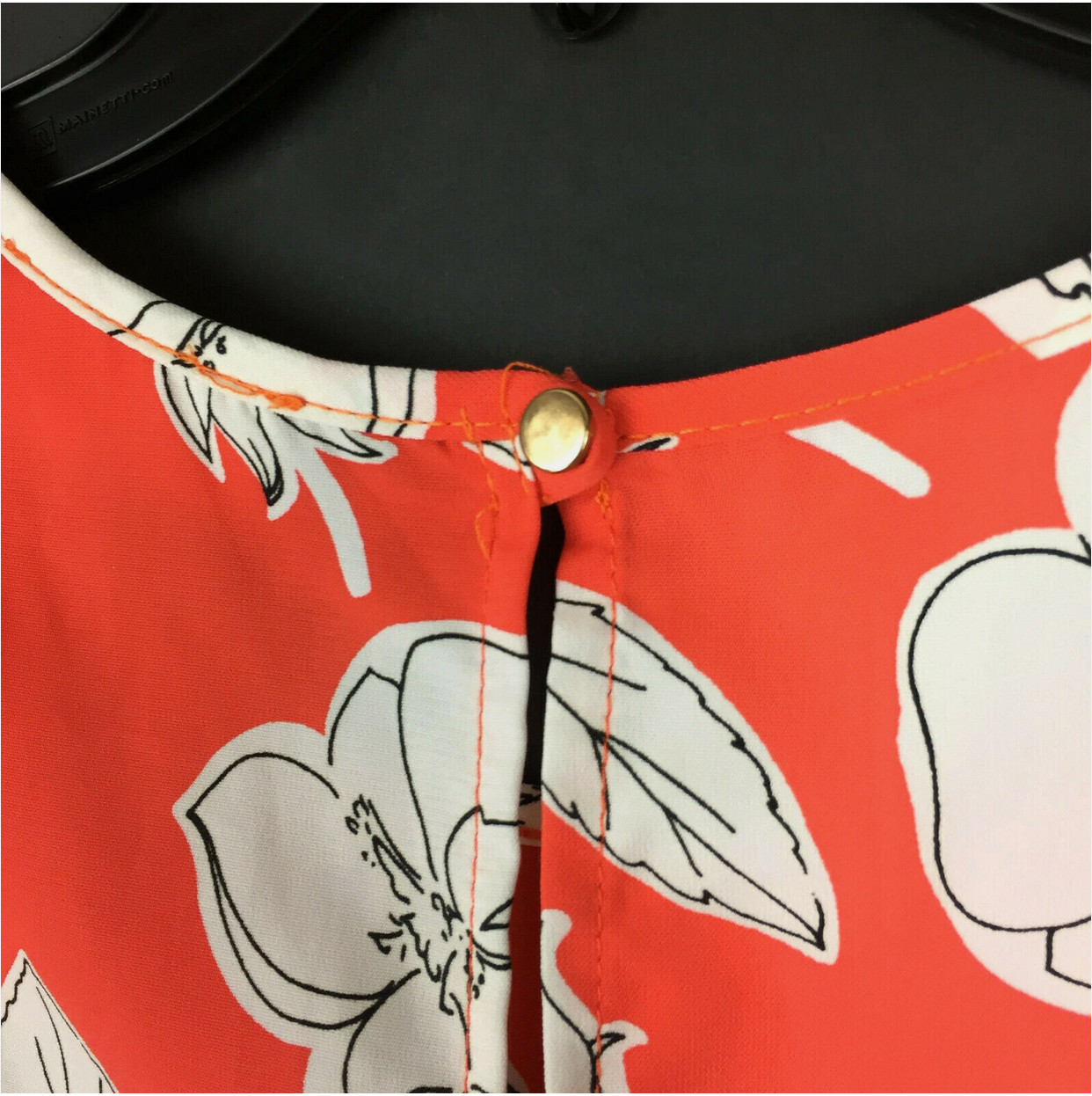Coral Orange Floral Womens Medium (32 in Bust) Flower Bloom Sleeveless Dress