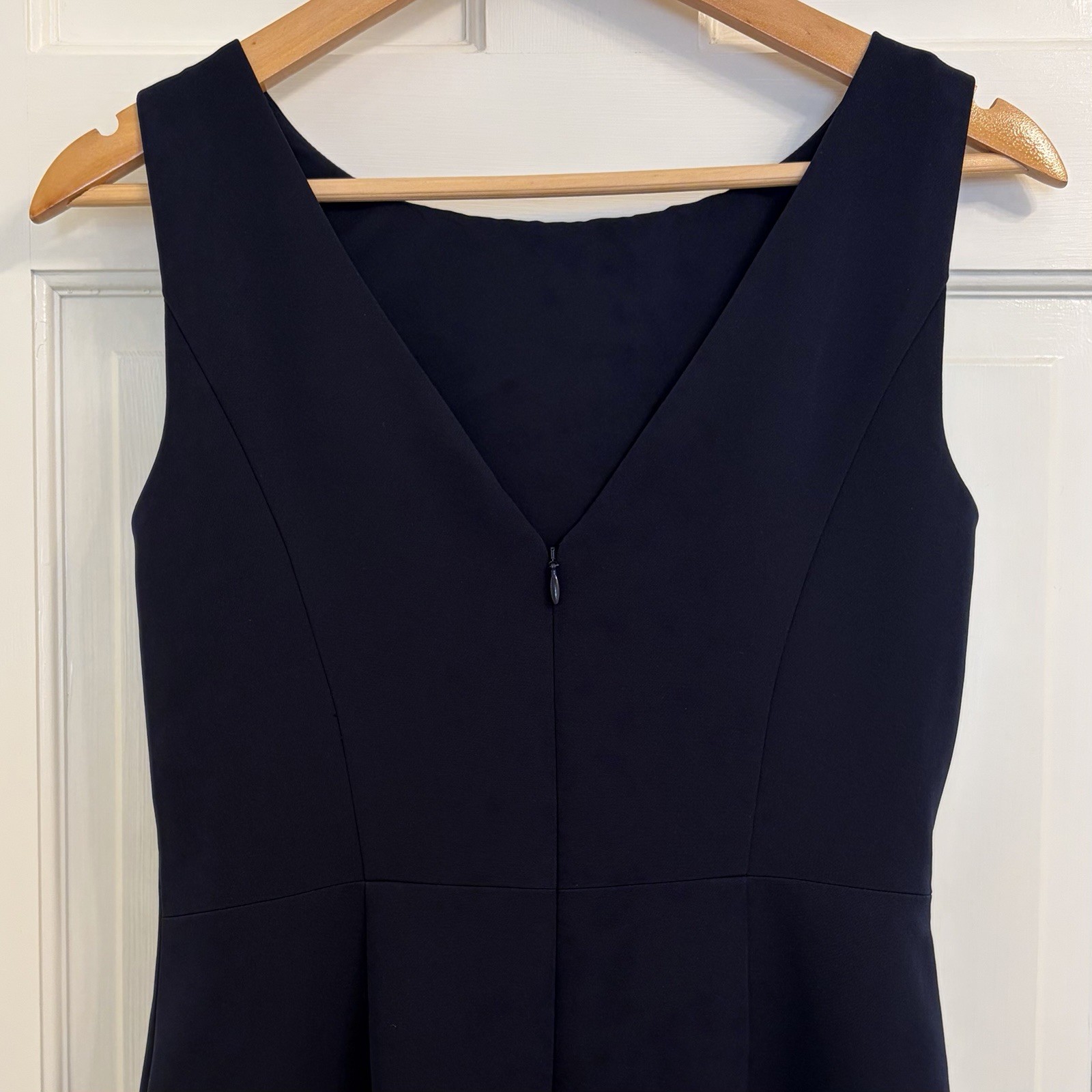 Eliza J Ruffle Front Gown Navy Blue Sleeveless Evening Dress Size 4 – Hemmed