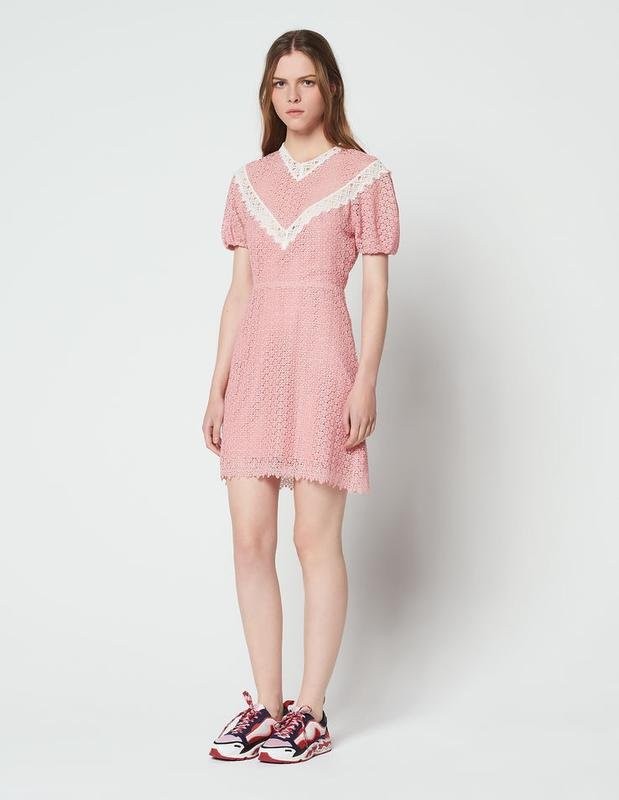 Women Sandro Paris Dress Pink 36 / S #NTQ6