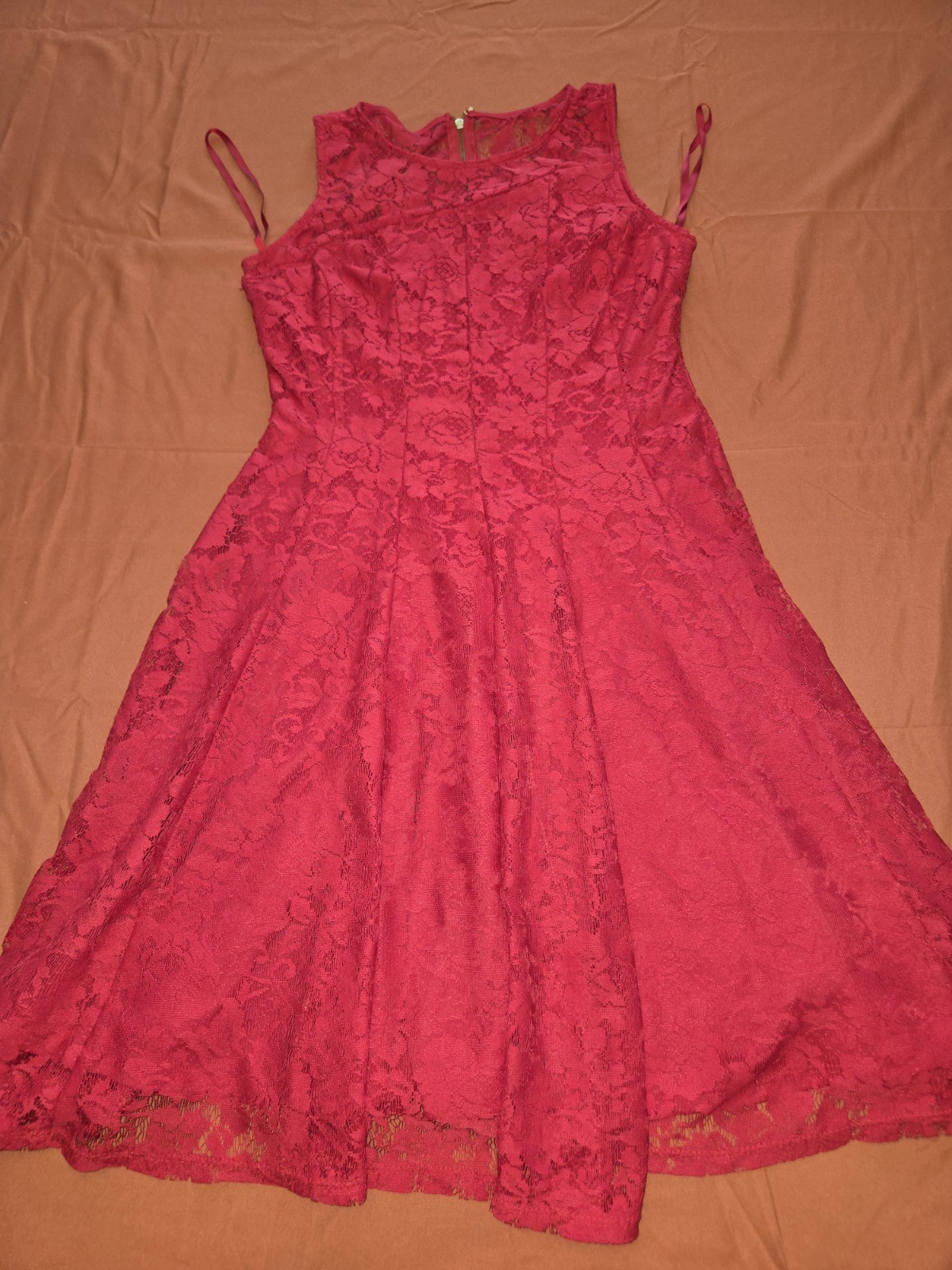 Roz&Ali Red Lace Sleeveless A-Line Floral Dance