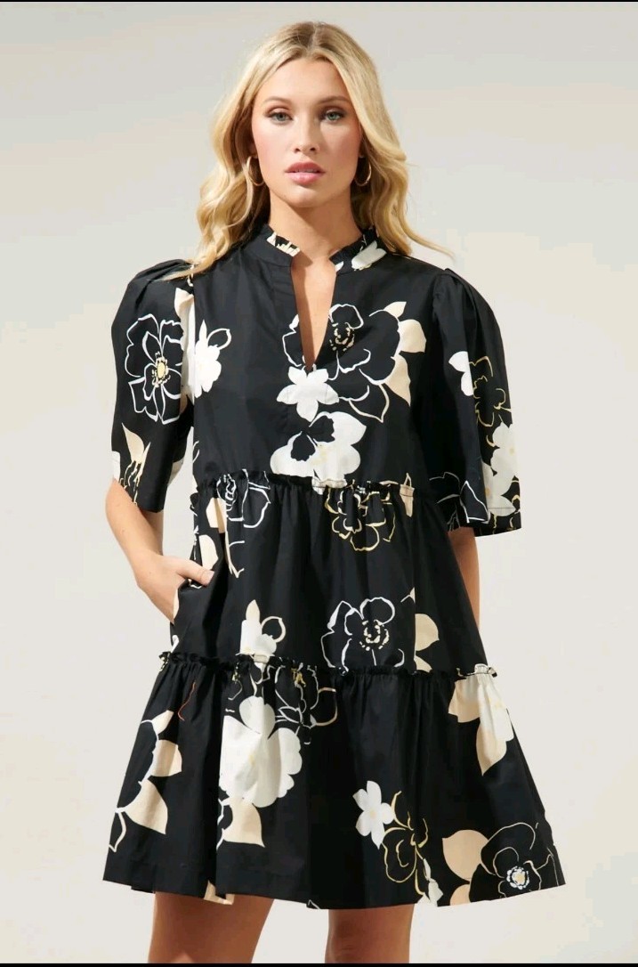 Sugarlips Cairan Rose Floral Dixie Split Neck Shift Dress NWT Size XL Cotton