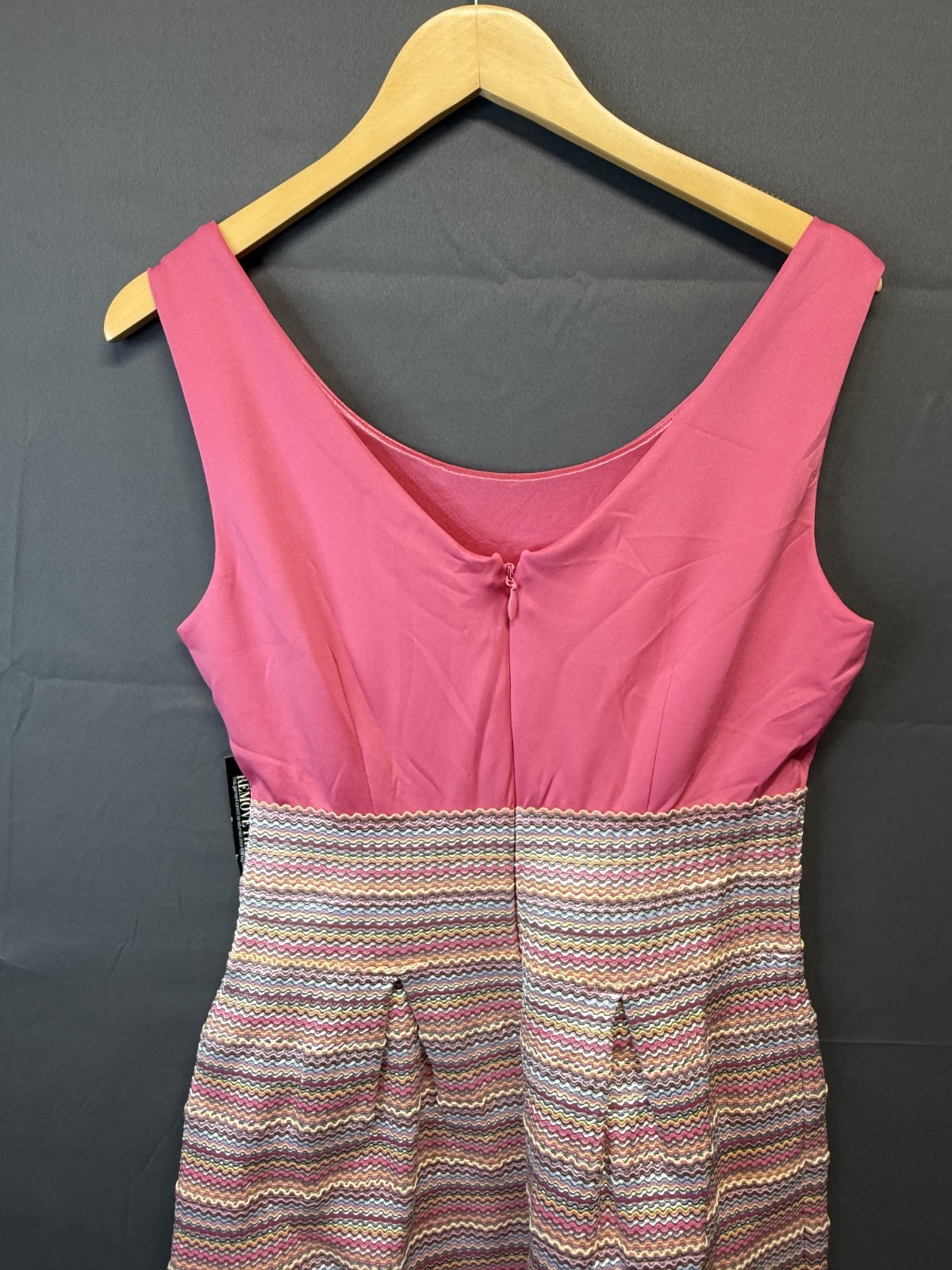 NWT New York & Company Pink & Multicolor Textured Zig Zag Mini Fit & Flare Dress