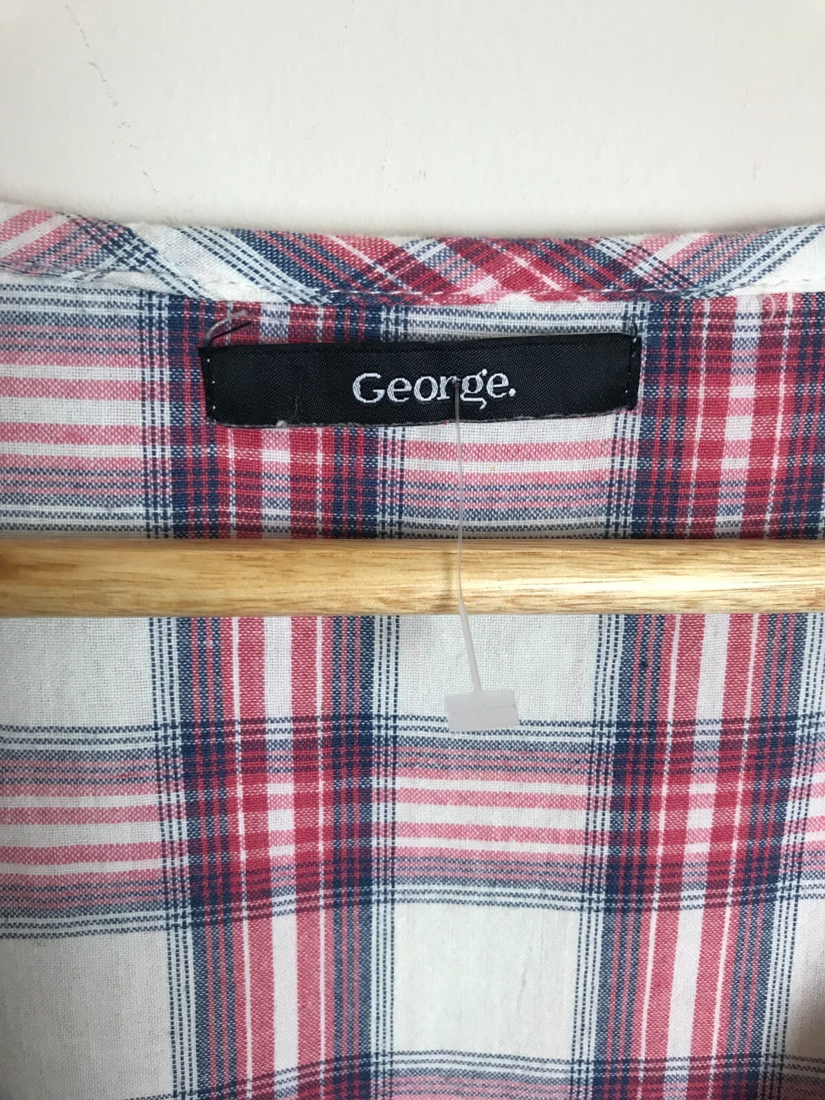 White Red Tartan Check Cotton Embroidered Summer Ruffle Dress size 12 George