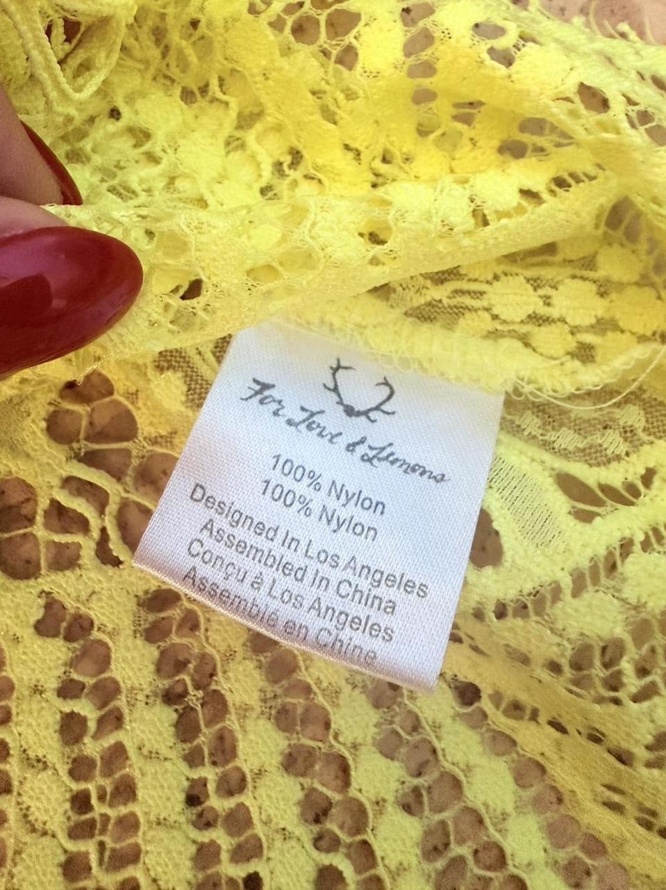 For Love & Lemons Yellow Floral Lace Halter Mini Dress Scalloped Hem XS Fairy
