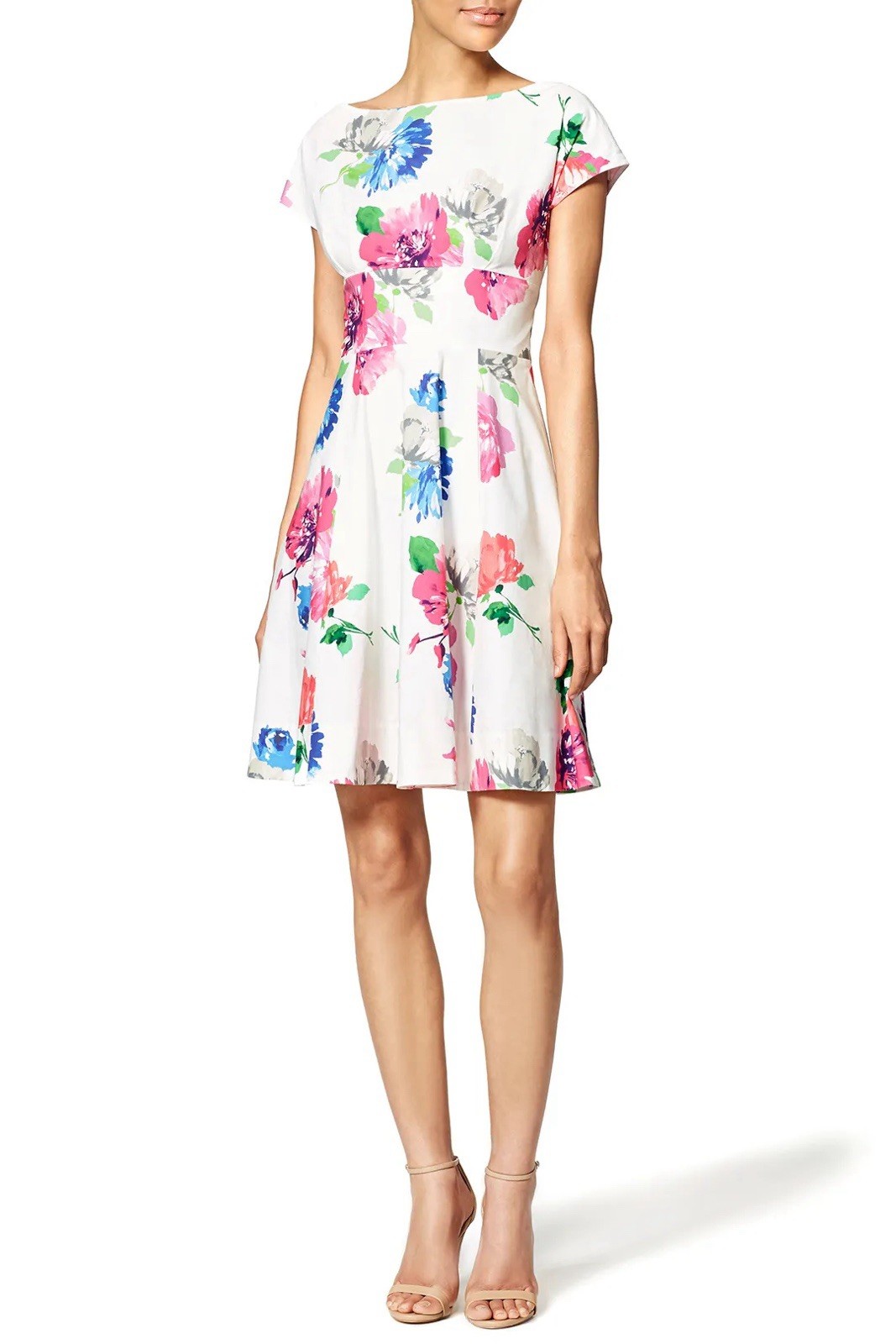 Kate Spade New York Floral Fit & Flare Crew Neck Cap Sleeve Zip Dress Size 4