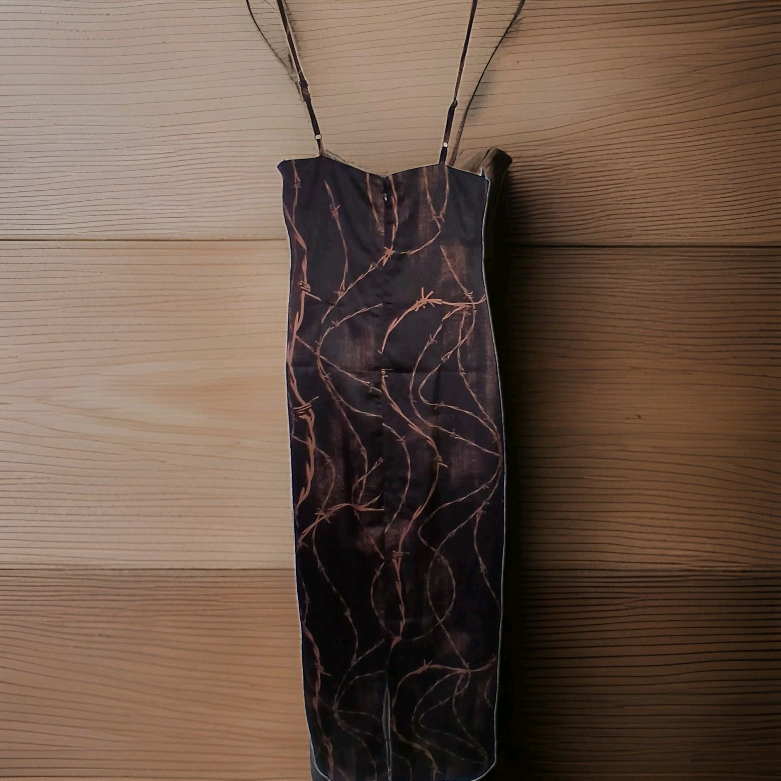 UO Barbed Wire Print Cowl Neck Midi Slip Dress-90s Grunge Aesthetic