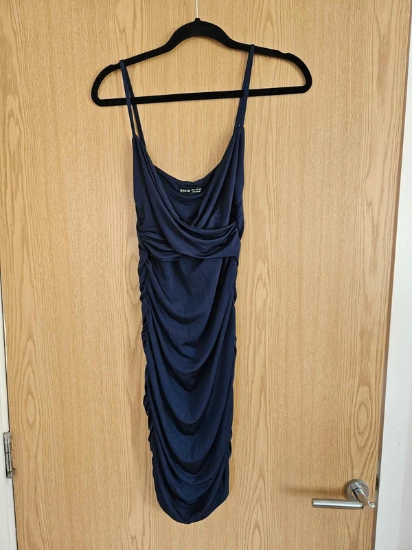 Shein slinky ruched mini dress navy