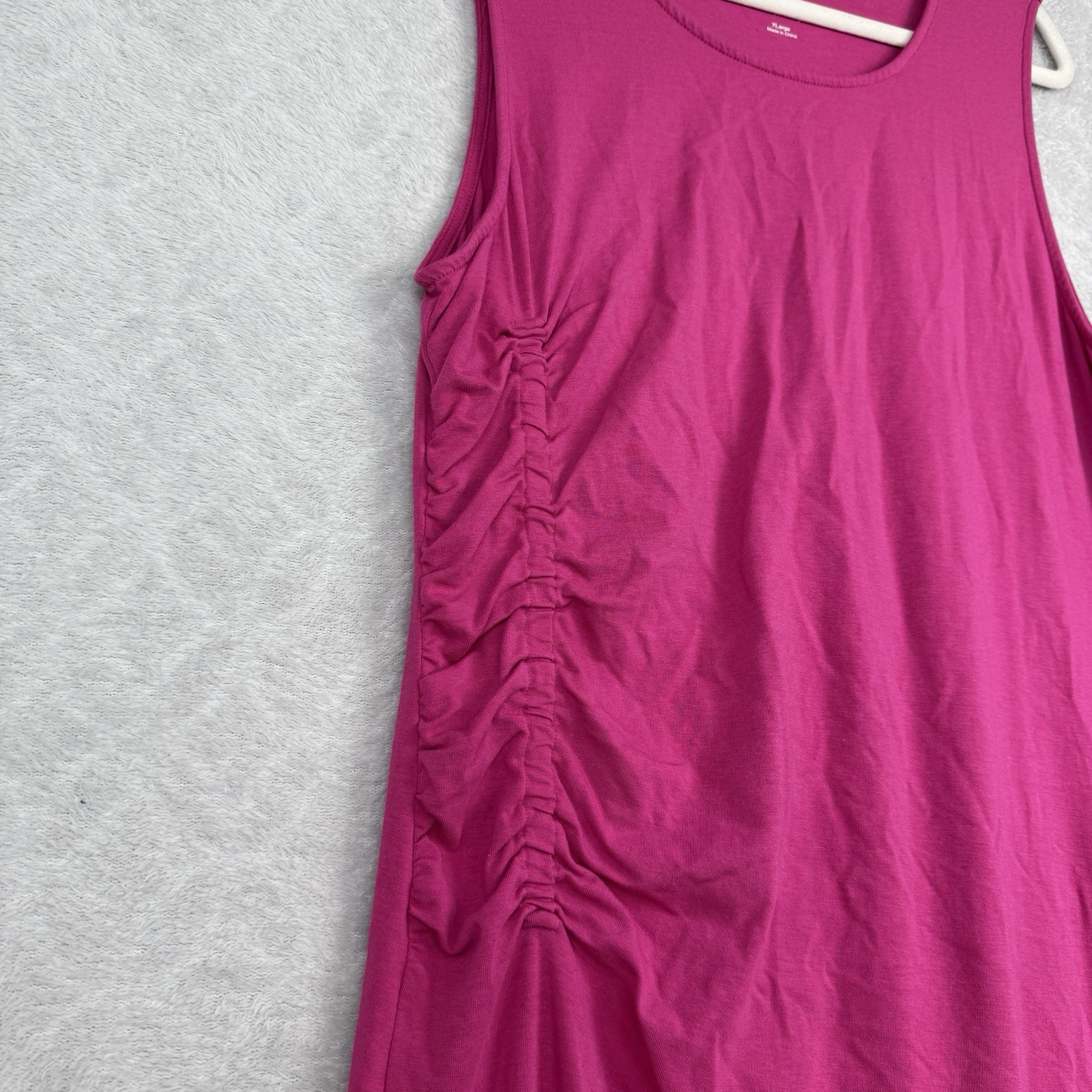 Soft Surroundings Bijou Ruched Tank Dress XL Pink Summer Stretch Ruffle Feminine