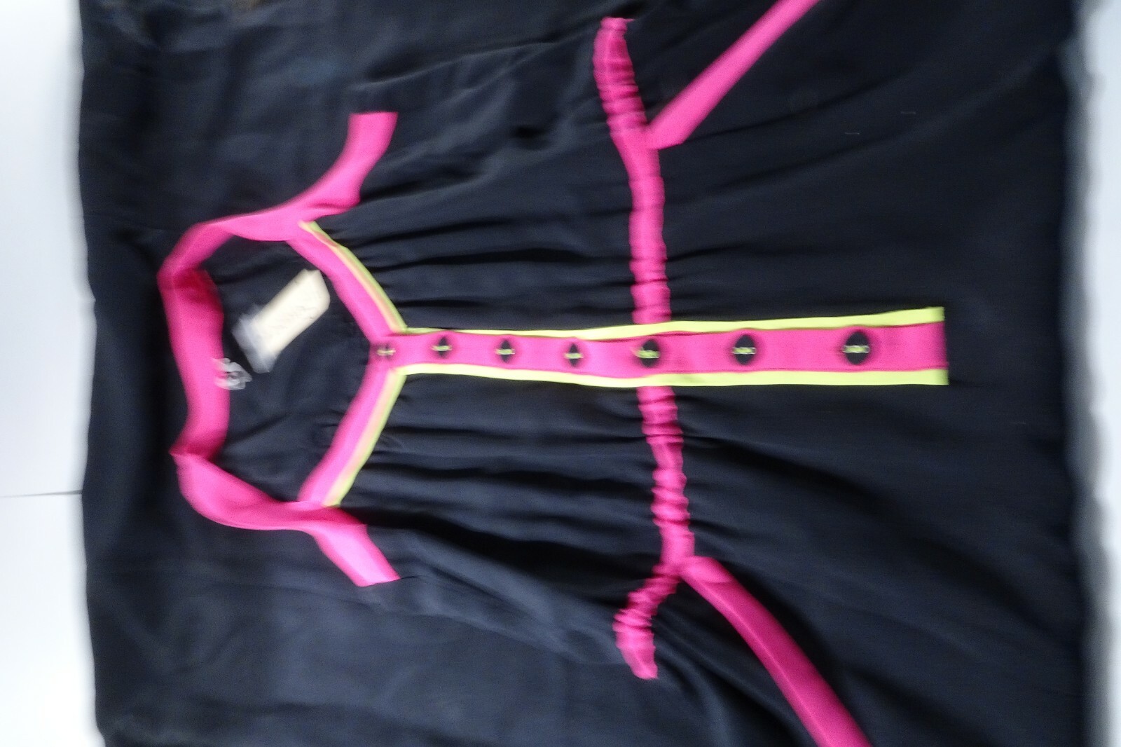 Oonagh by Nanette Lepore Hudson colourblock black neon pink Maxi Dress 0 IRRG