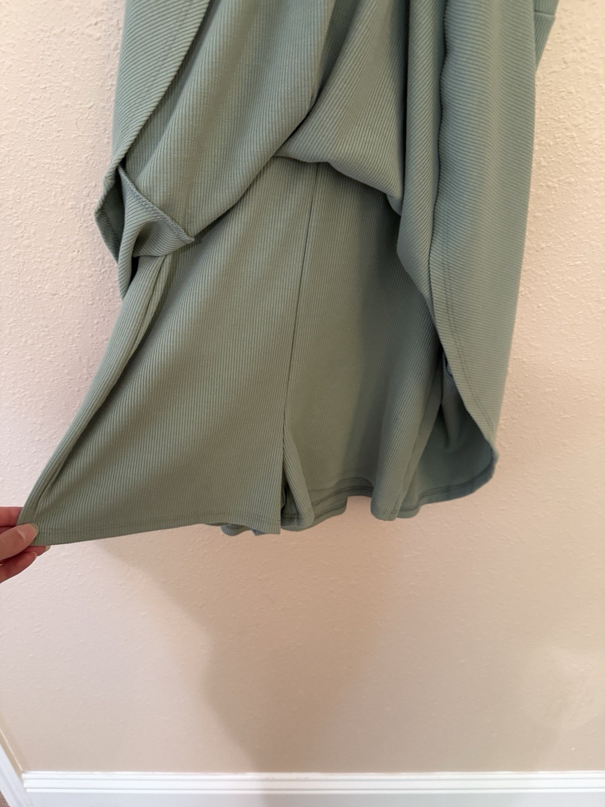 LUSH Mint Green Ribbed Fit & Flare Mini Dress (Size S)