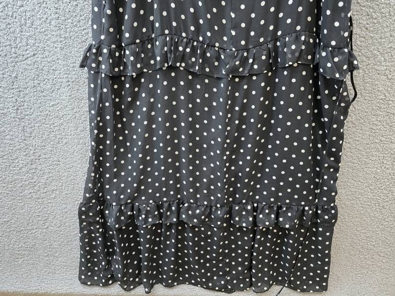 Julia Jordan Tie-Strap Ruffle-Tier Maxi Dress Women’s XL Black White Polka Dots