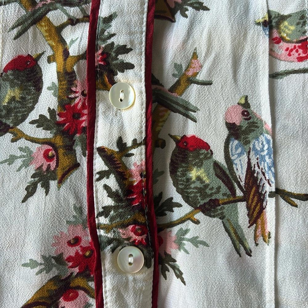 RARE Baum und Pferdgarten Dandy Bird Button Up Midi Dress White Sz EU 36/US 6