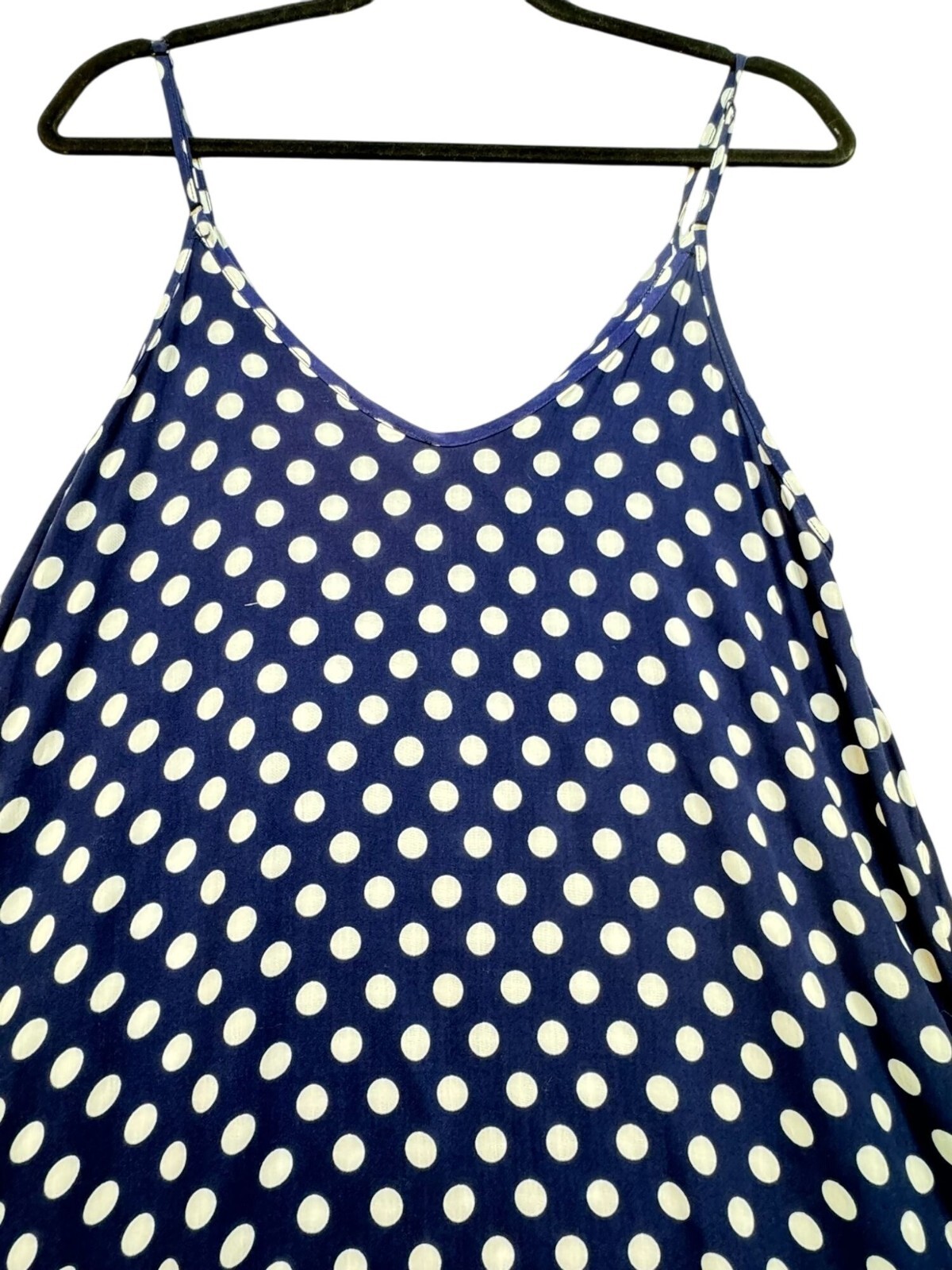 Lilbetter Womens Polka Dot Maxi Sleeveless Dress Medium Blue & White Strappy