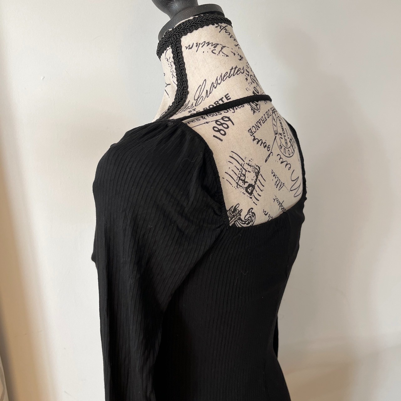 Dolan Whimsigoth Fairy Grunge Black Ribbed Drawstring Dress Sz: XXS Stretchy