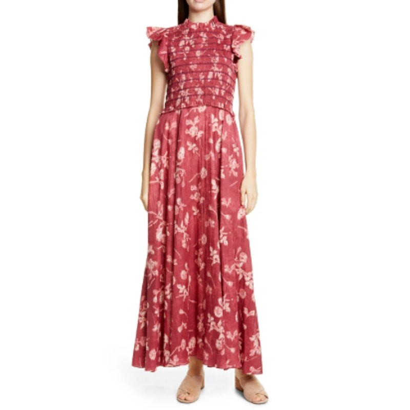 Sea New York Merlot Monet Smocked Dress size 8