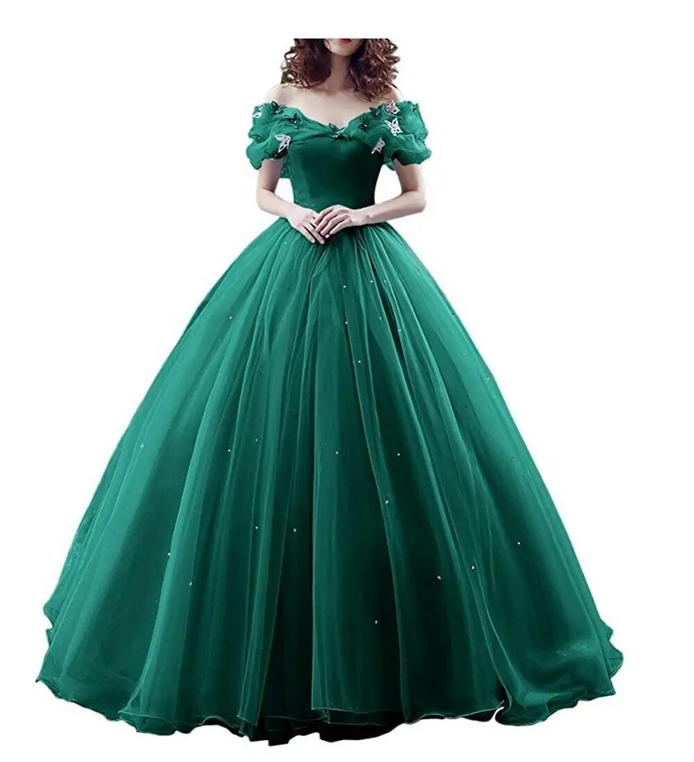 Ball Gown Princess Cinderella Butterfly Off the Shoulder Ball Gown Prom Dresses