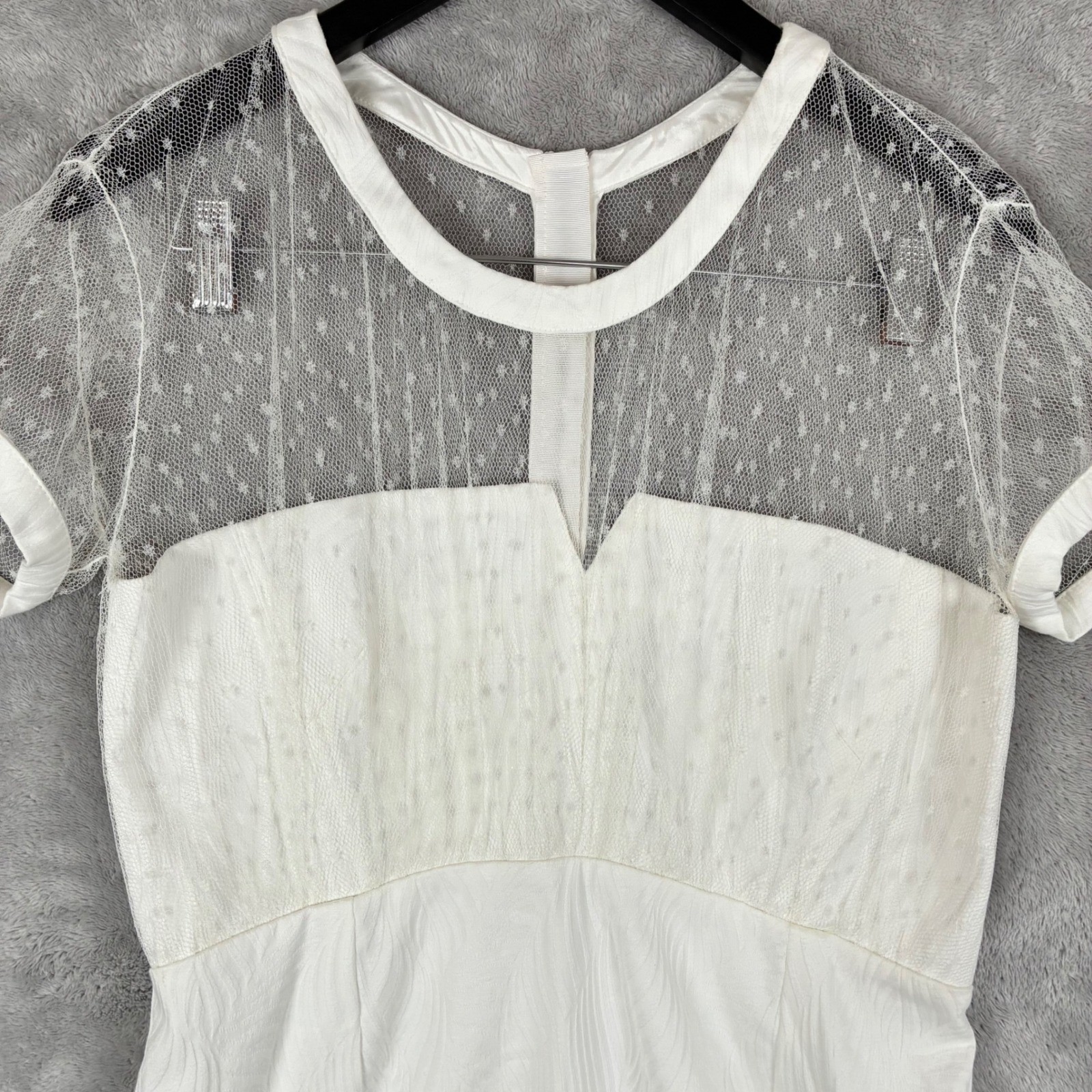 The Kooples Mini Dress Cream Mesh Illusion Neck Bustier 40/L Kentucky Derby