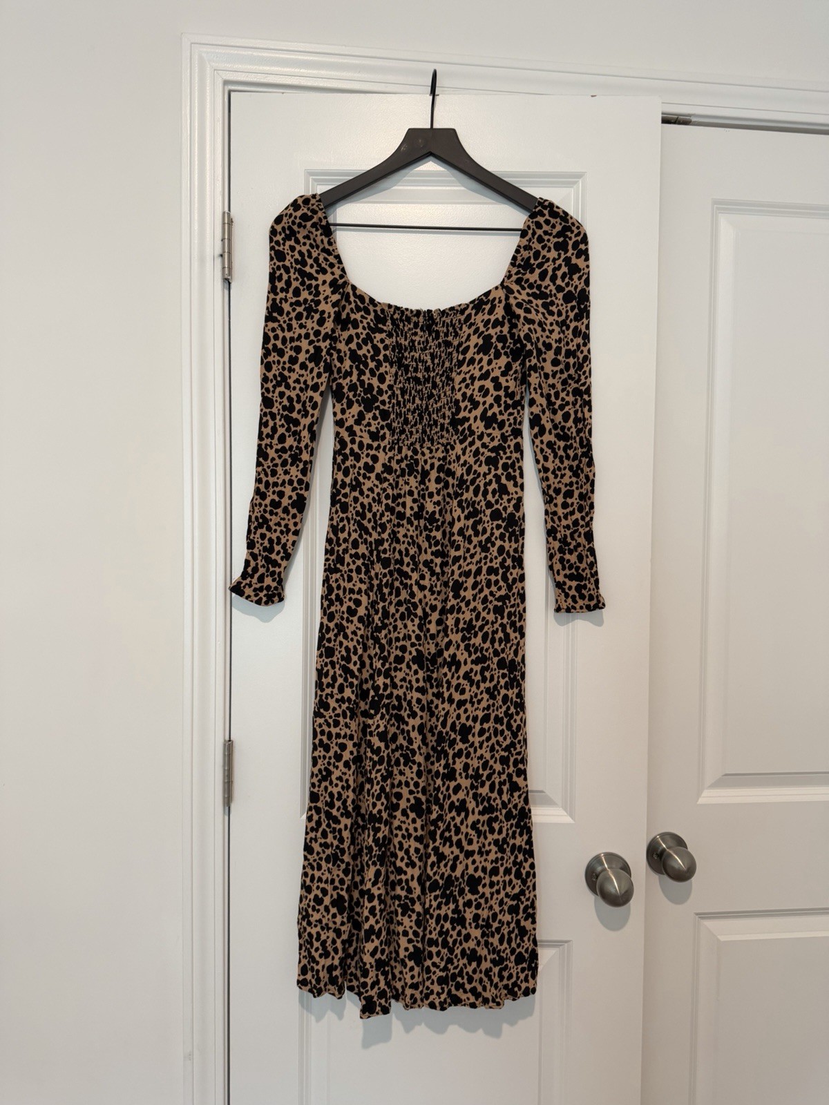 Reformation Sigmund Blitz Leopard Print Midi Dress Size 2