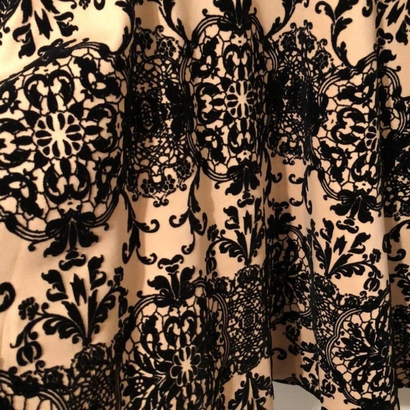 Gorgeous Dress Beige Cream Tan with black velvet detail