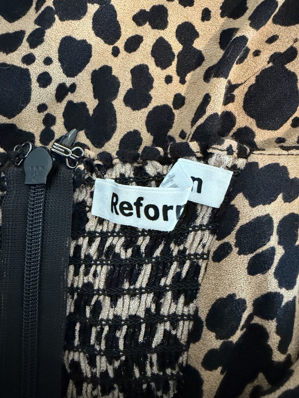 Reformation Sigmund Blitz Leopard Print Midi Dress Size 2