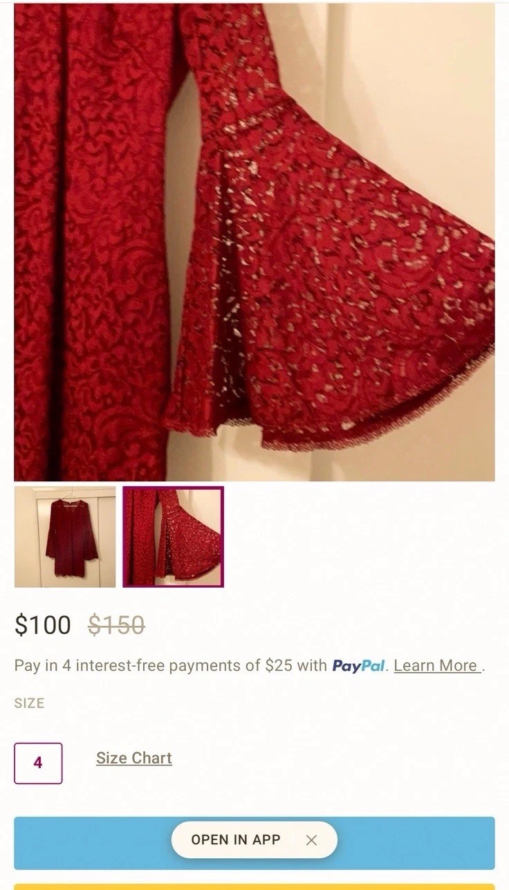 $150 Medium ❤️ Lovers And Friends Red Gorgeous Women Lace Dress A Line Hips 40”