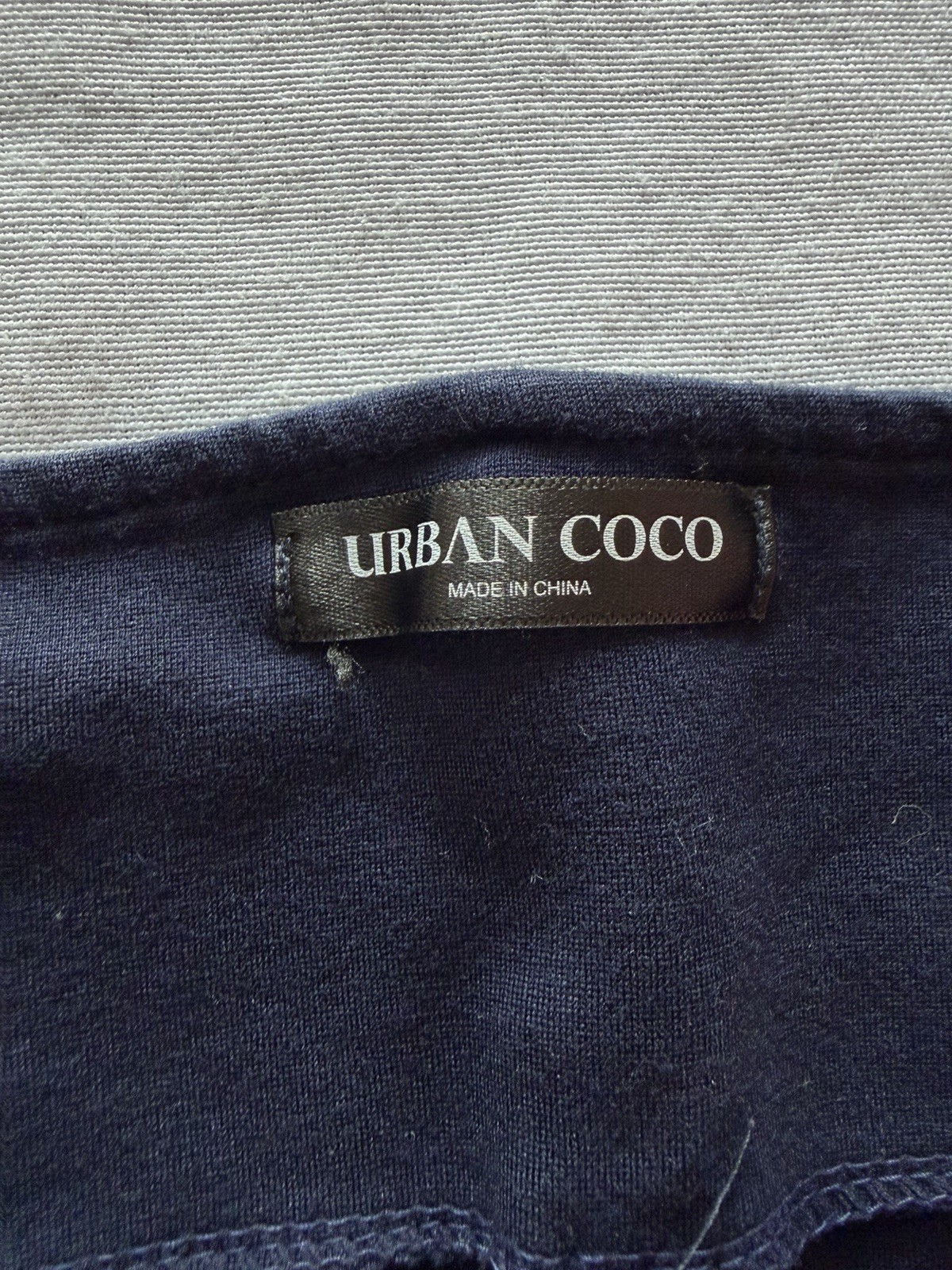 Urban Coco Navy Solid Sheath Dress Boat Neck Knit Stretch Zip Knee Length S