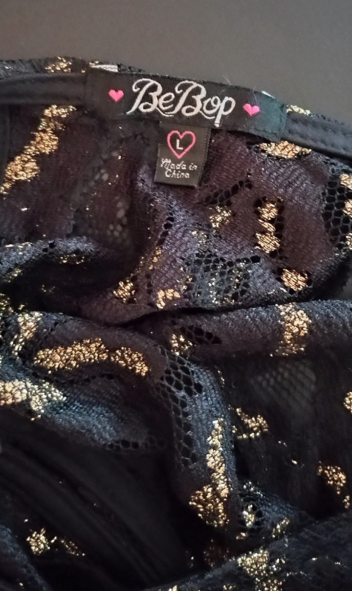 Vintage BeBop Junior’s Black & Gold Lace Fit & Flare Sleeveless Dress Size L