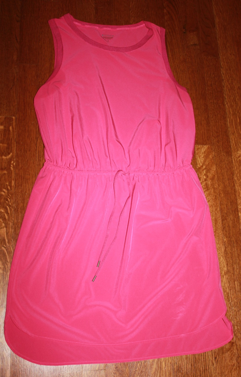 ATHLETA Rincon Stretch Athleisure Casual Travel Mini Dress pink drawstring L