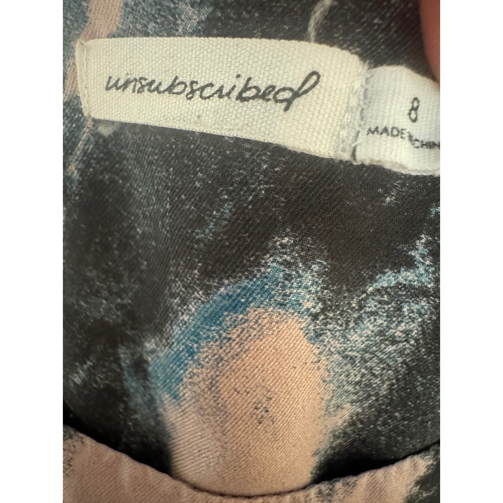 Unsubscribed Silk asymmetrical Tie Dye Tiered Midi Dress Black Pink Blue Size 8.