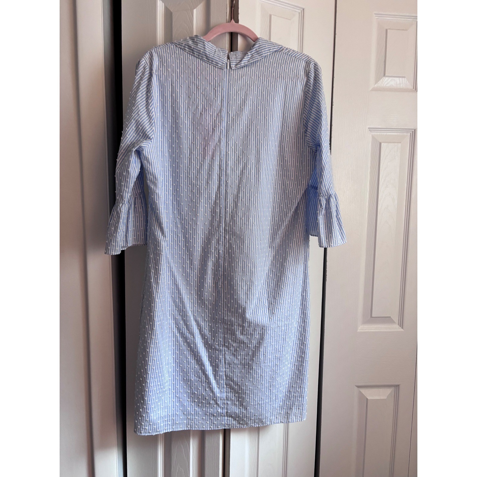 Lilly Pulitzer Ginger Dress 12 Blue Peri Stripe White Clip Dots NWT MSRP $178