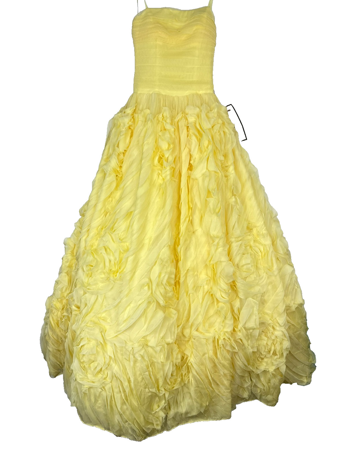 Say Yes Strapless Ball Gown Juniors 3 Yellow Ruffled Rosette Lace Up FLAW