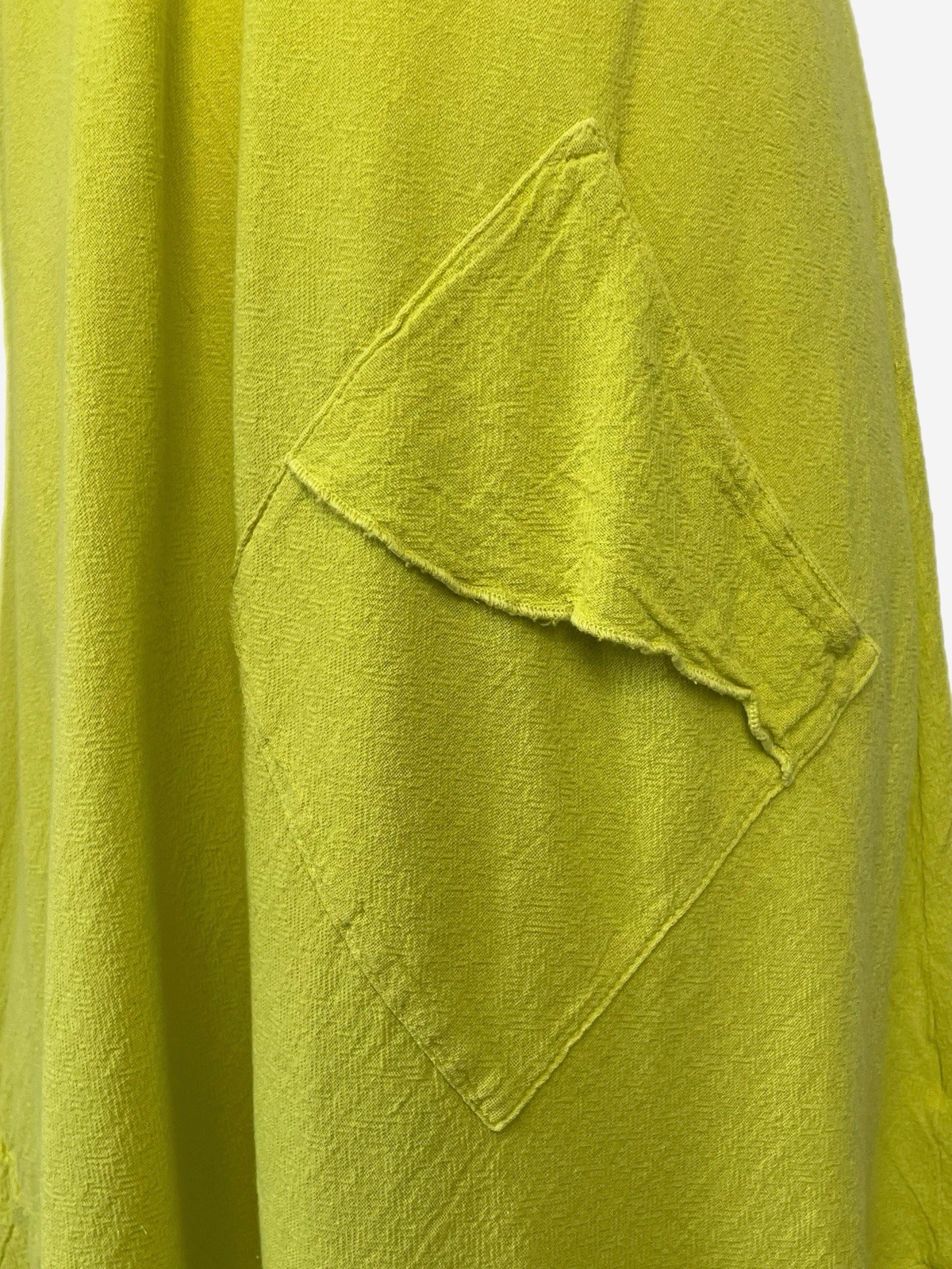 Oh My Gauze! Lime yellow LA Cotton gauze dress ruffle pocket beach Lagenlook S/M