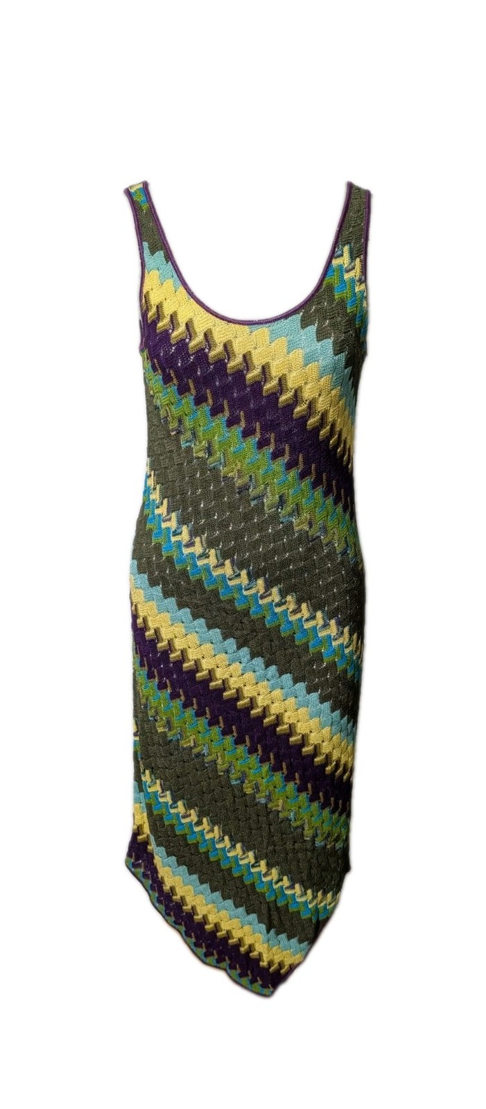MISSONI Zig Zag Sleeveless Asymmetrical Hem Sheath Dress Size 40