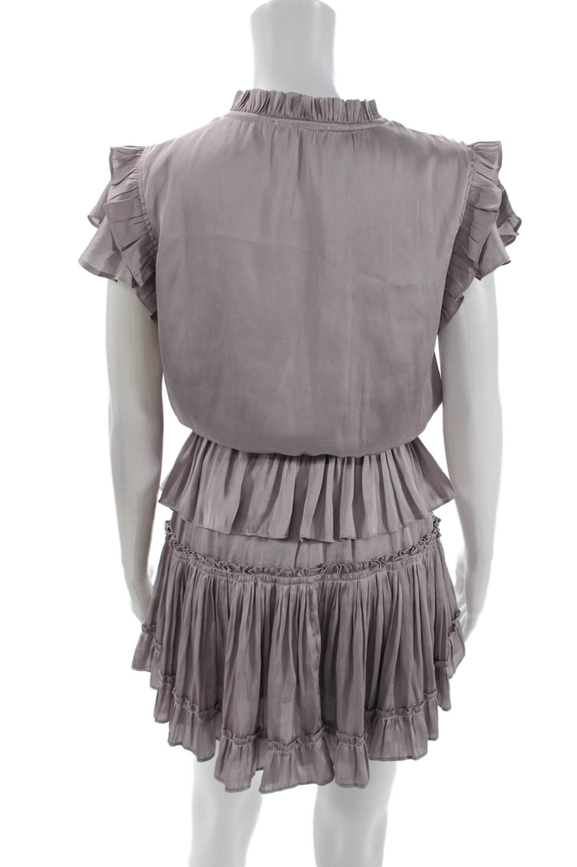 Pookie & Sebastian Womens Ruffle Trim Sleeveless Tiered Dress Purple Size S