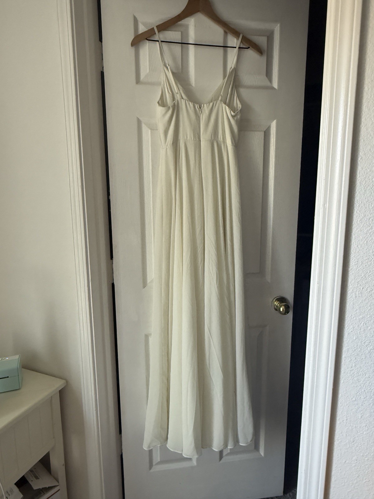 Lulus Ivory Solid V-Neck Spaghetti Strap Maxi Dress Zip Adjustable Straps XS