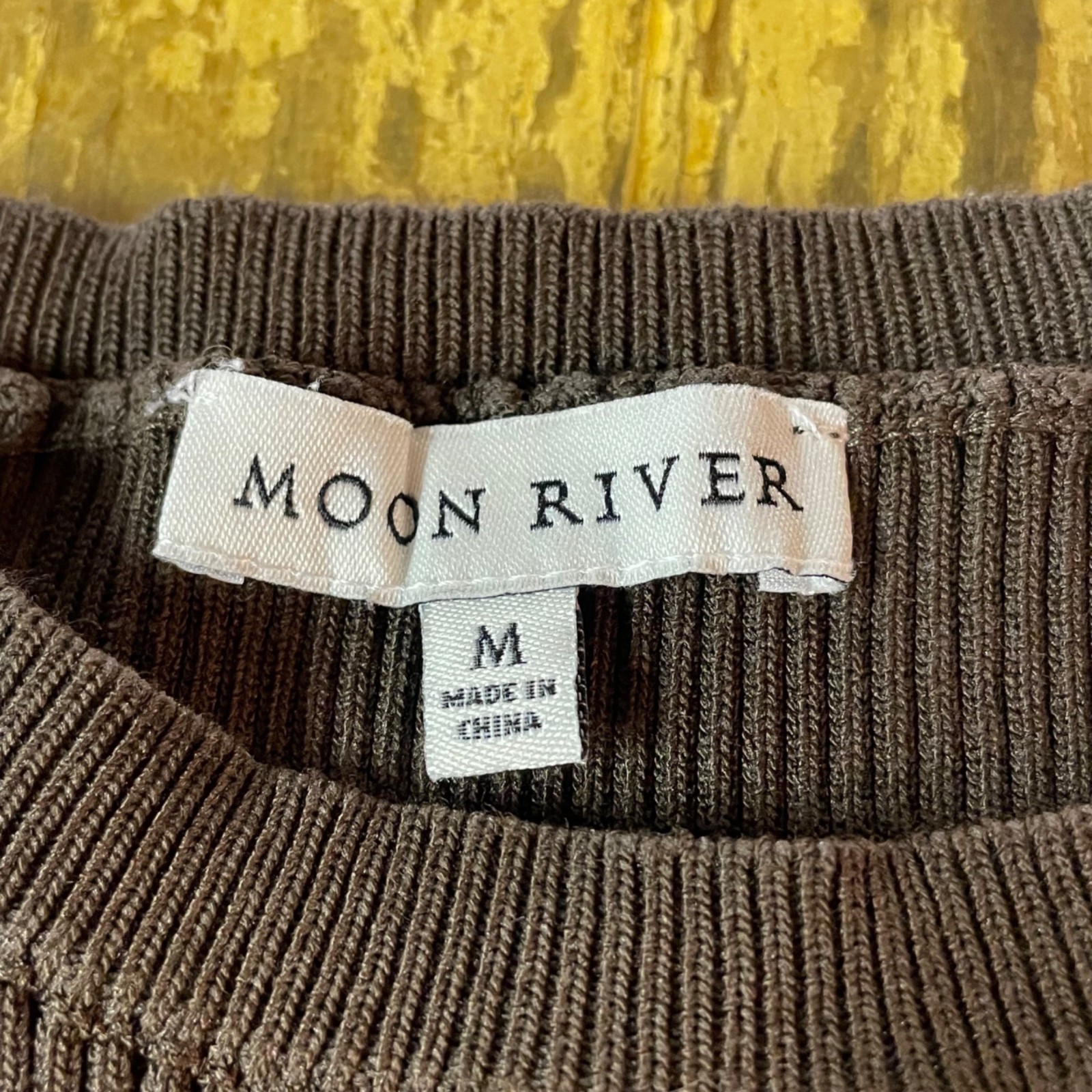 Moon River Ribbed Bodice Contrast Stitch Cotton Maxi Dress Sz MED Minimalist