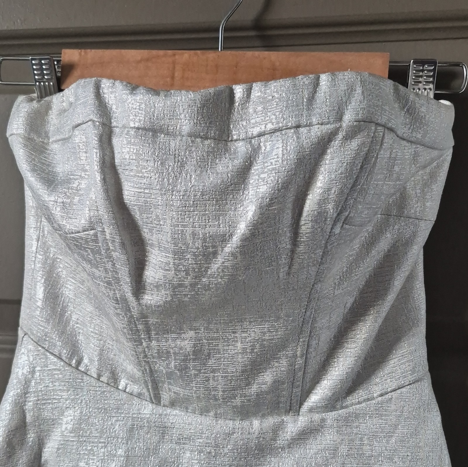 Express Silver Strapless Sweetheart Neck Mini Fit & Flare Dress Zip Size 0