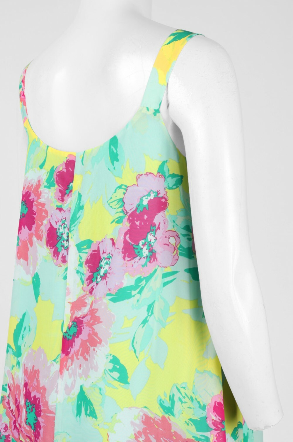 Trendmakers Handkerchief Hem Chiffon Sun Dress Size XL Green Floral NWT $69