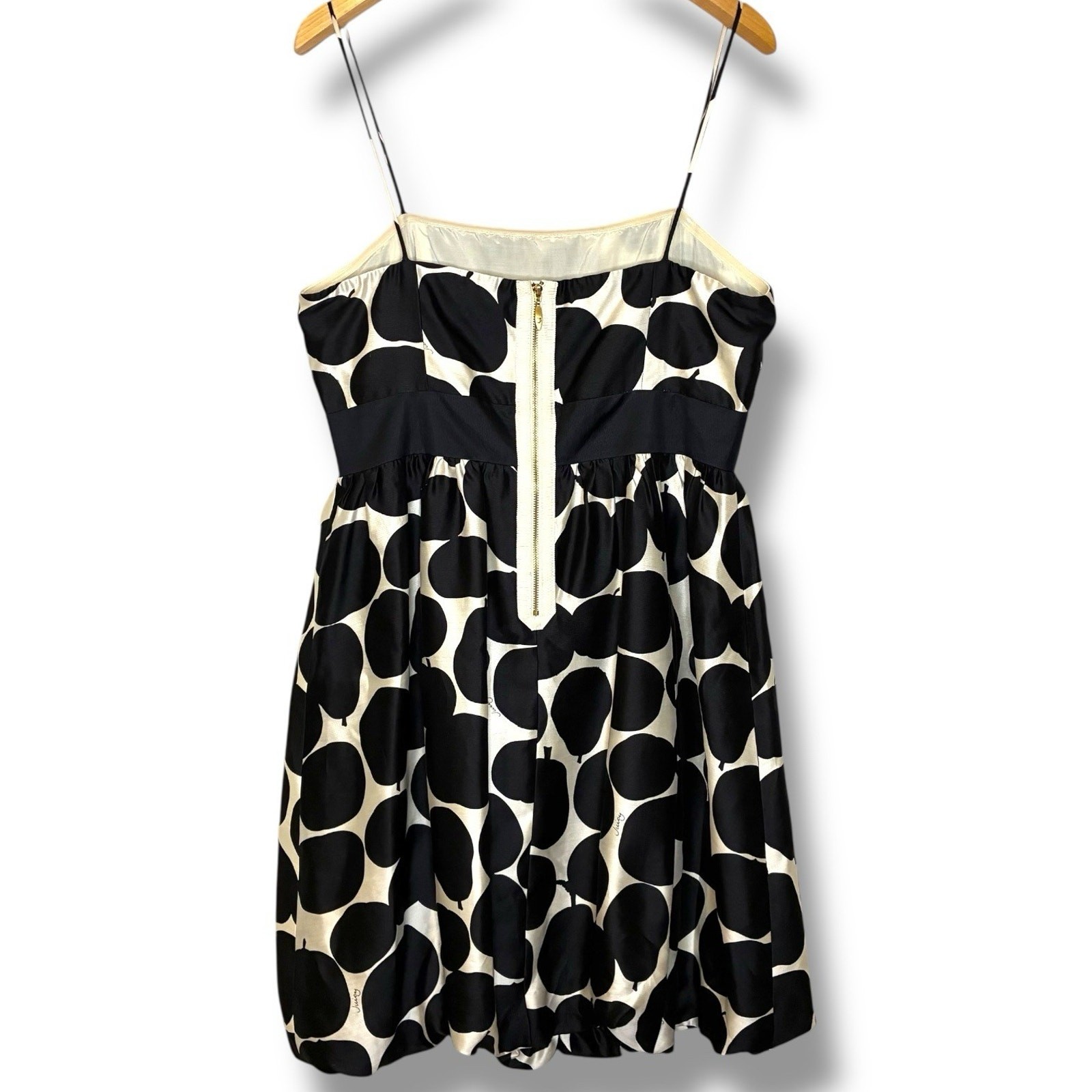 Juicy Couture Dress Size 12 Silk Apple & Pears Bubble Hem Party Dress Black Ecru