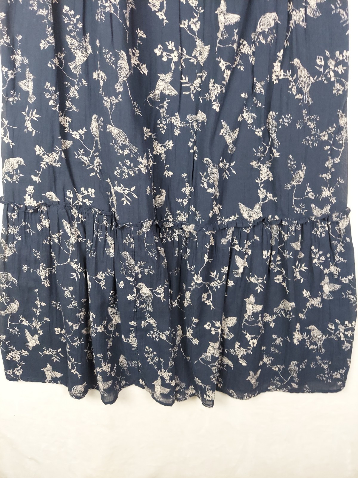 J.Jill Midi Dress Womens Medium Bird 100% Cotton Gauze Casual Lined Tiered