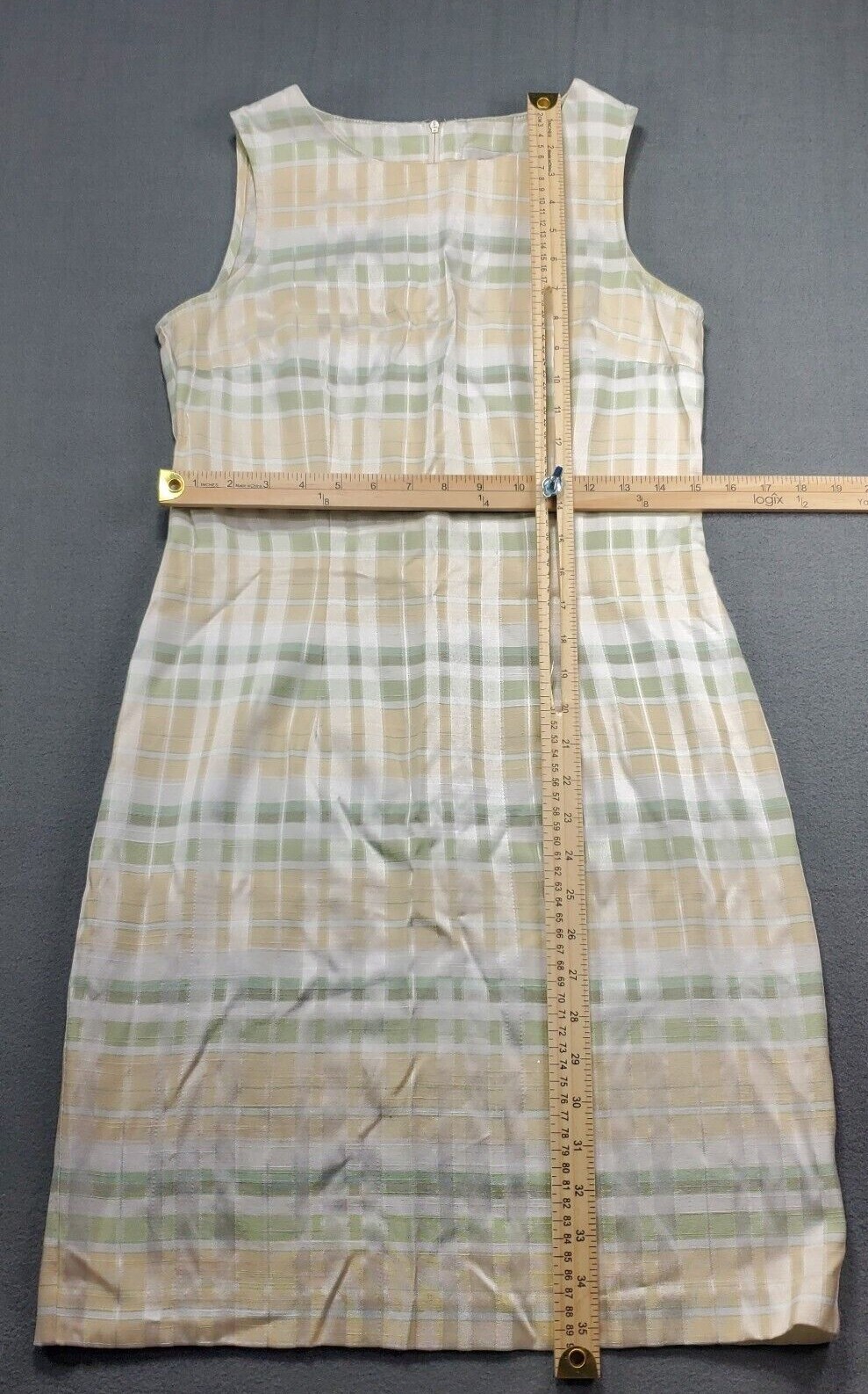 Bentley Summer Dress Rayon Blend Womens Size 8 Sleeveless Plaid Zipper. EUC