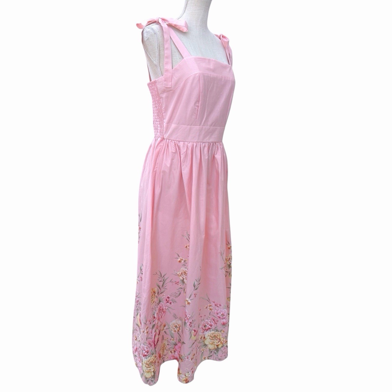 Joie Pink If Only Studio Floral Cotton Midi Dress Size Large L NWT