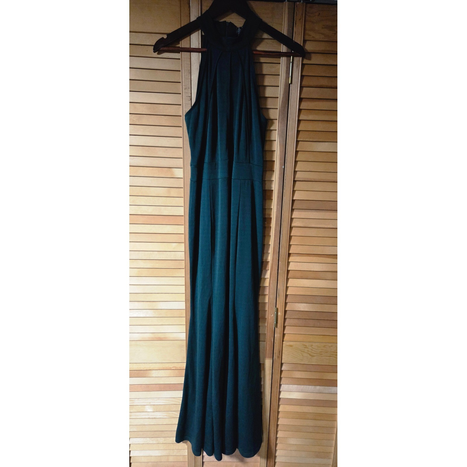 Dark Green Halter Neck Pleated Maxi Dress NWT