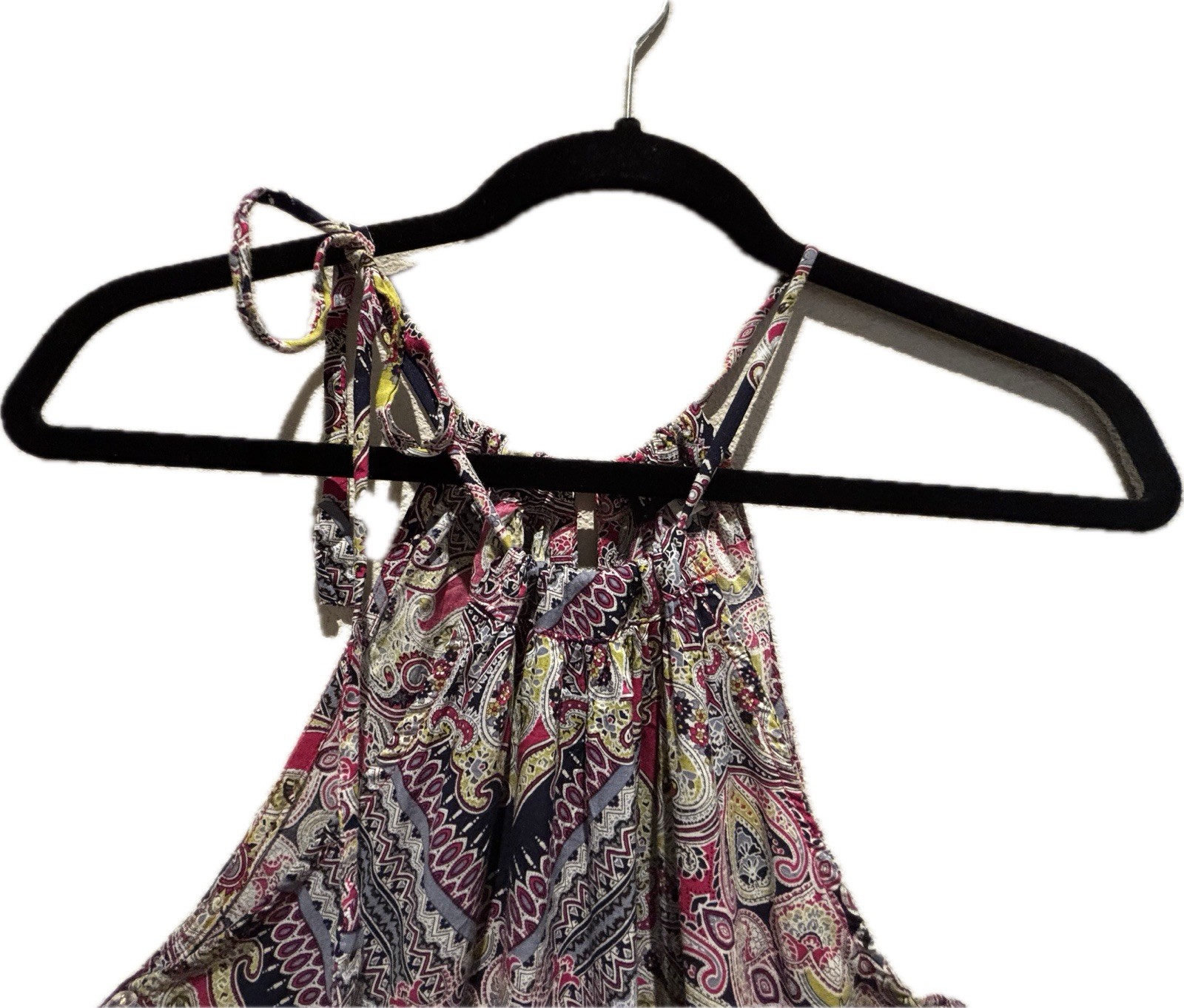 Mon & Jouy Multicolor Paisley Halter Sleeveless Maxi Dress One Size Side Slit
