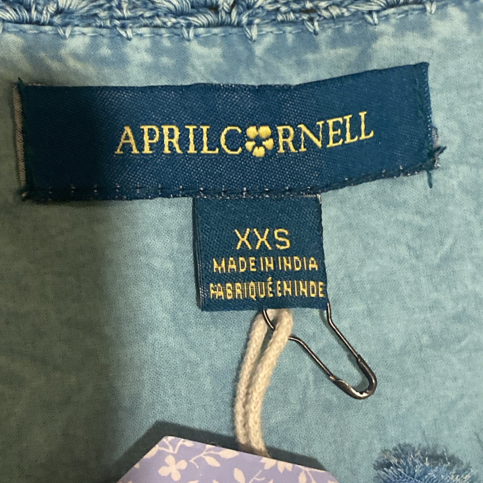 NWT April Cornell Embroidered Flutter Sunwashed Tea Dress Size Small (marked xxs
