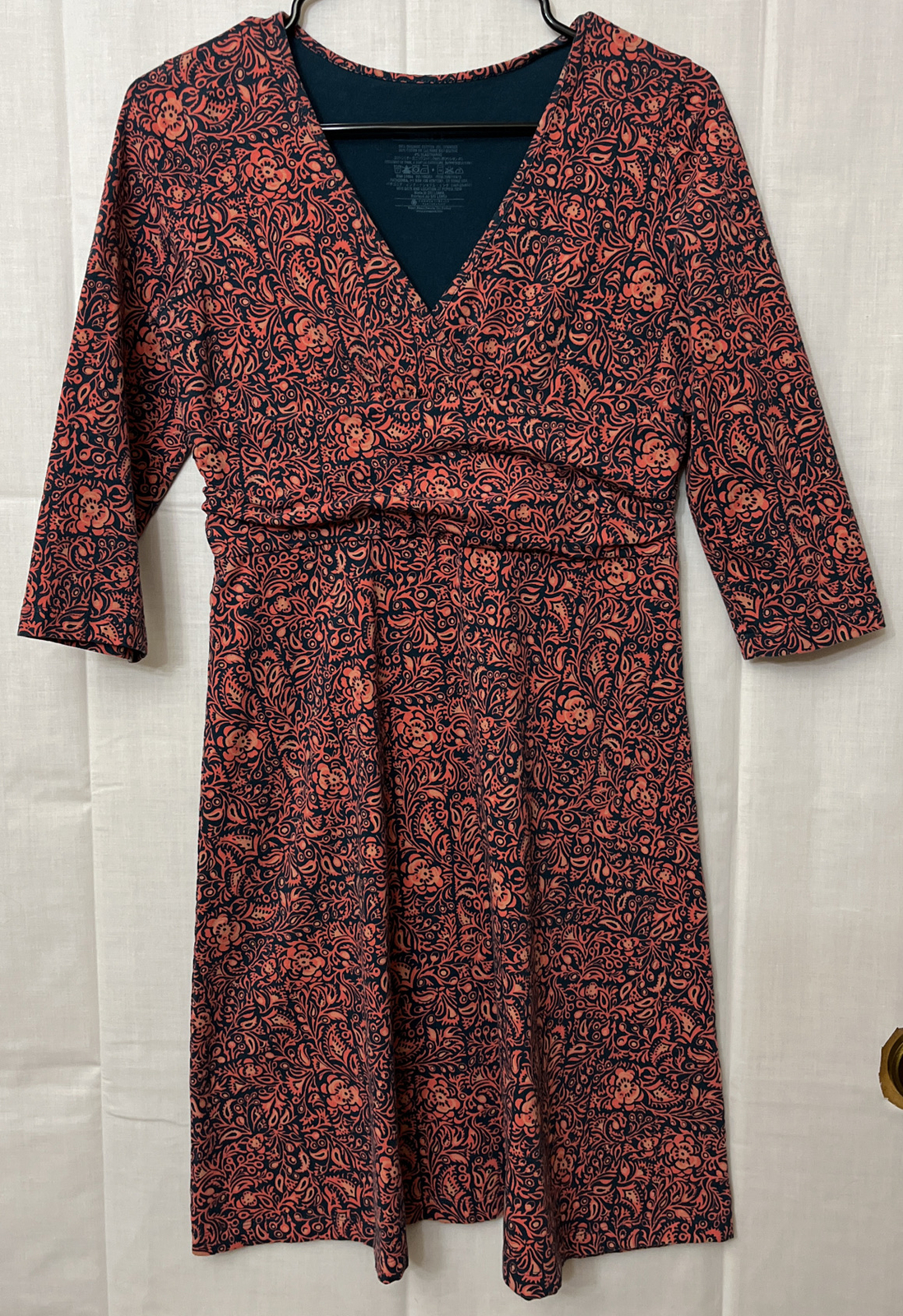 Patagonia Dress Margot 3/4 Sleeve Pink Floral Small