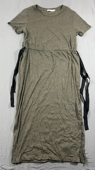 Lush T-Shirt Maxi Dress Womens Medium Green Cotton Side Tie Crew Neck